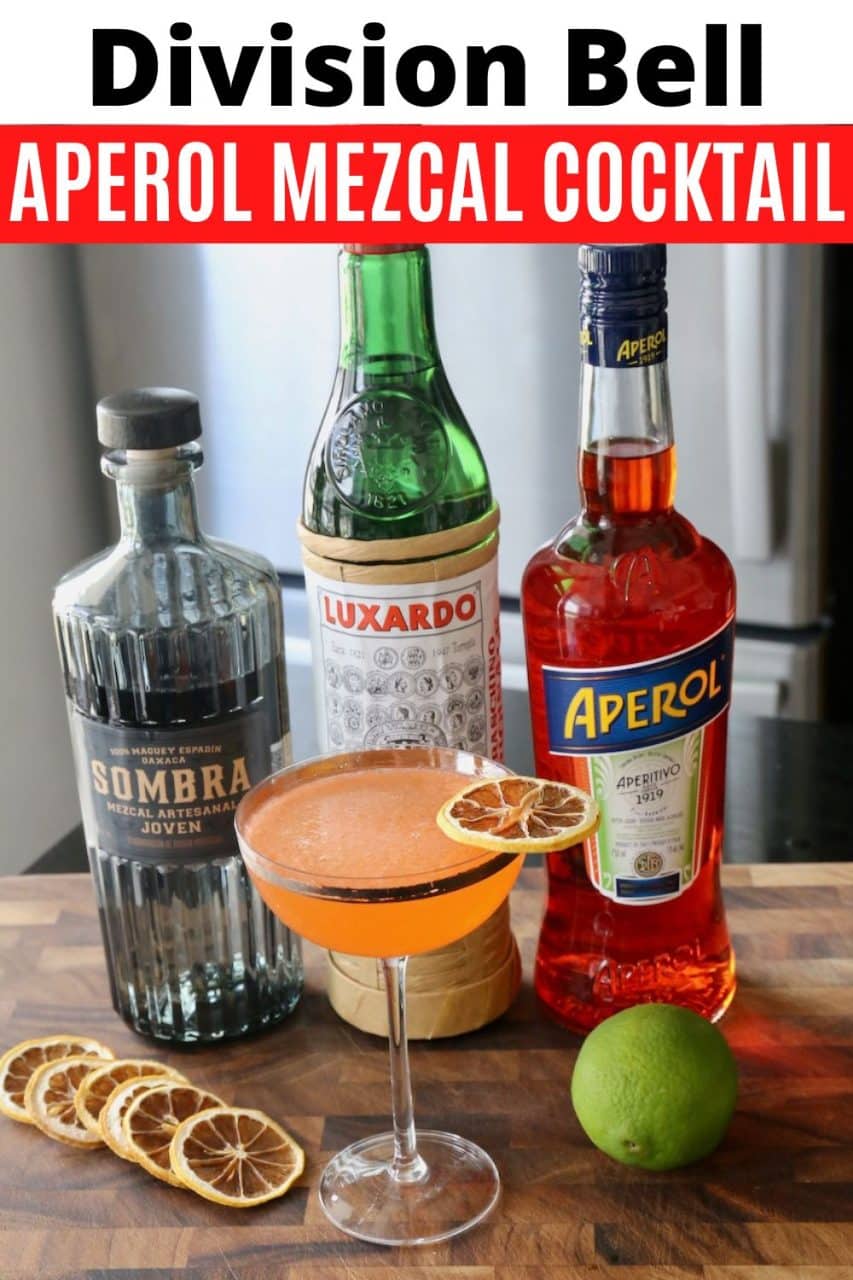 Save our Division Bell Mezcal Aperol Cocktail recipe to Pinterest!