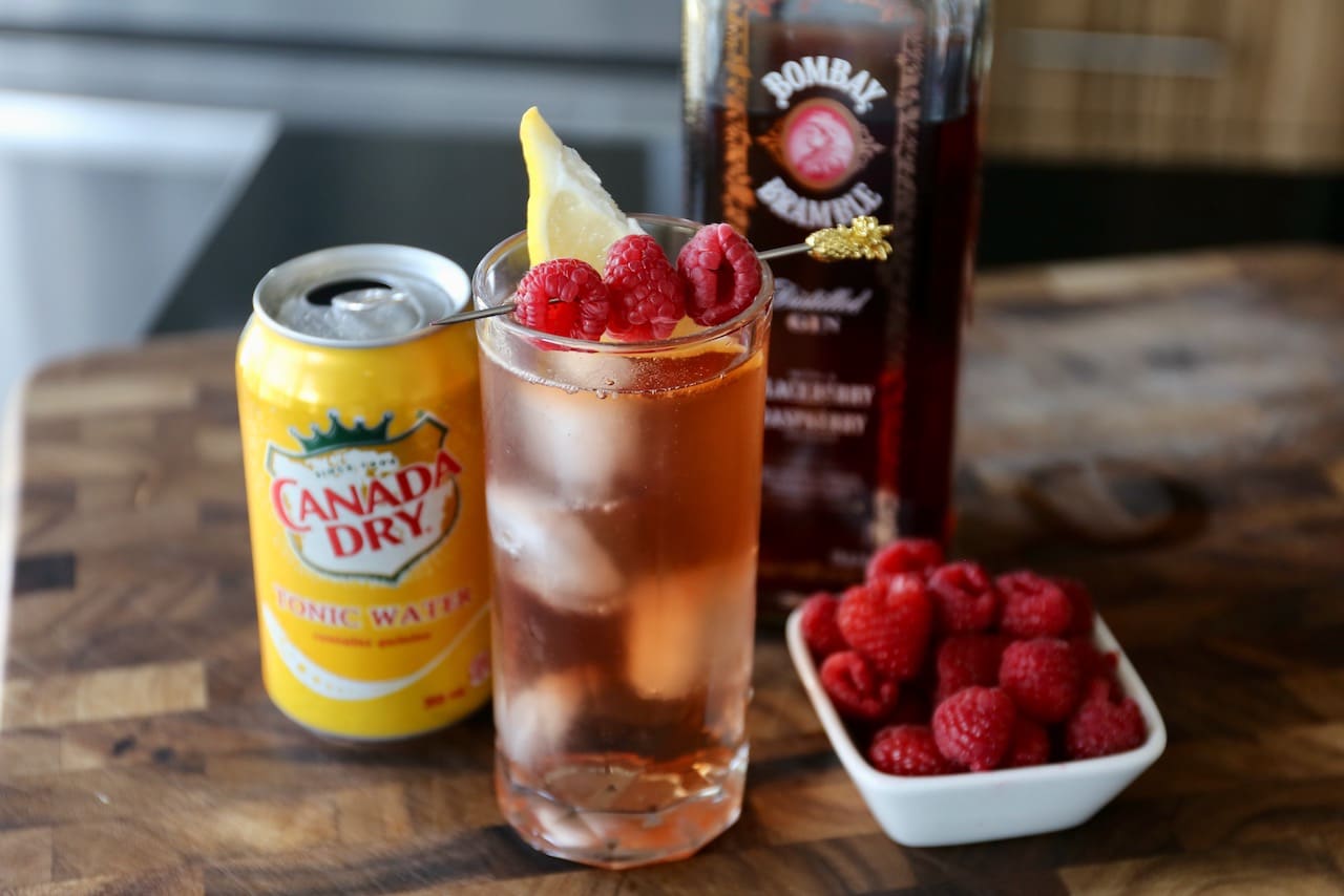 The base spirit in this refreshing cocktail is Bombay Bramble Blackberry and Raspberry Gin.