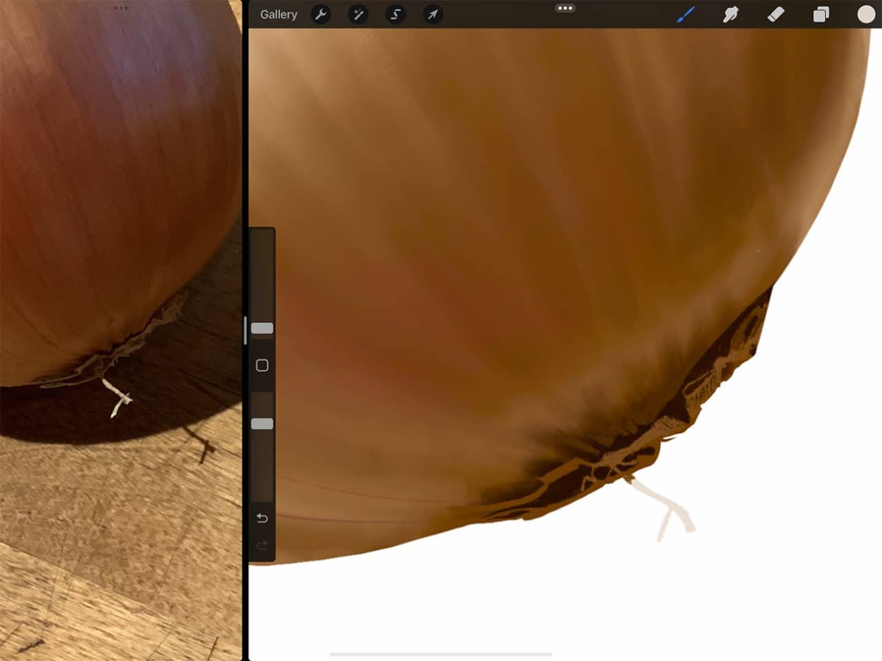 How to Draw Onions: Use different brushes for different looks and effects in Procreate.