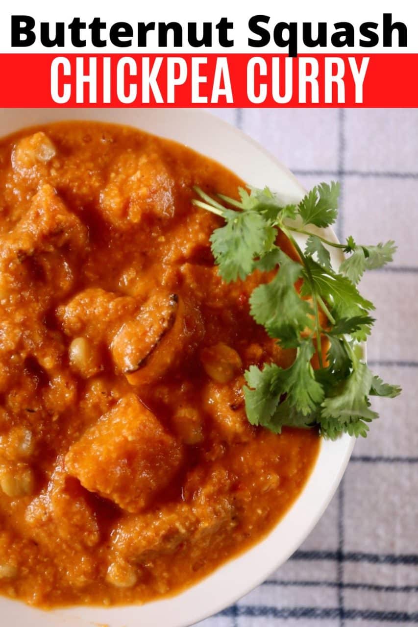 Save our Vegan Butternut Squash Chickpea Curry recipe to Pinterest!