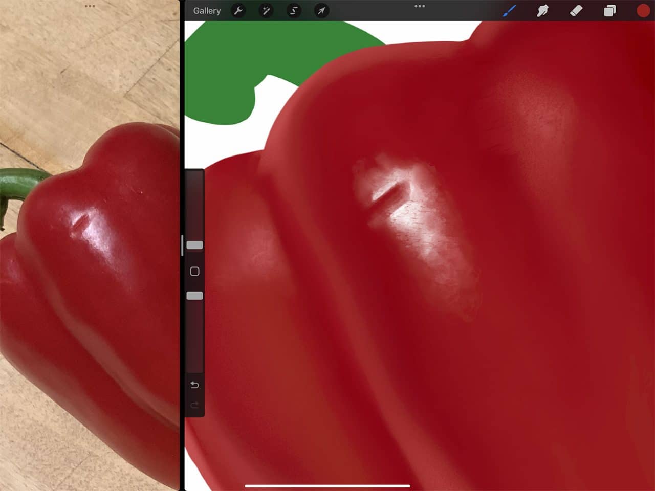 How to Draw A Capsicum: Use the smudge tool only as much as you need to get a realistic look.