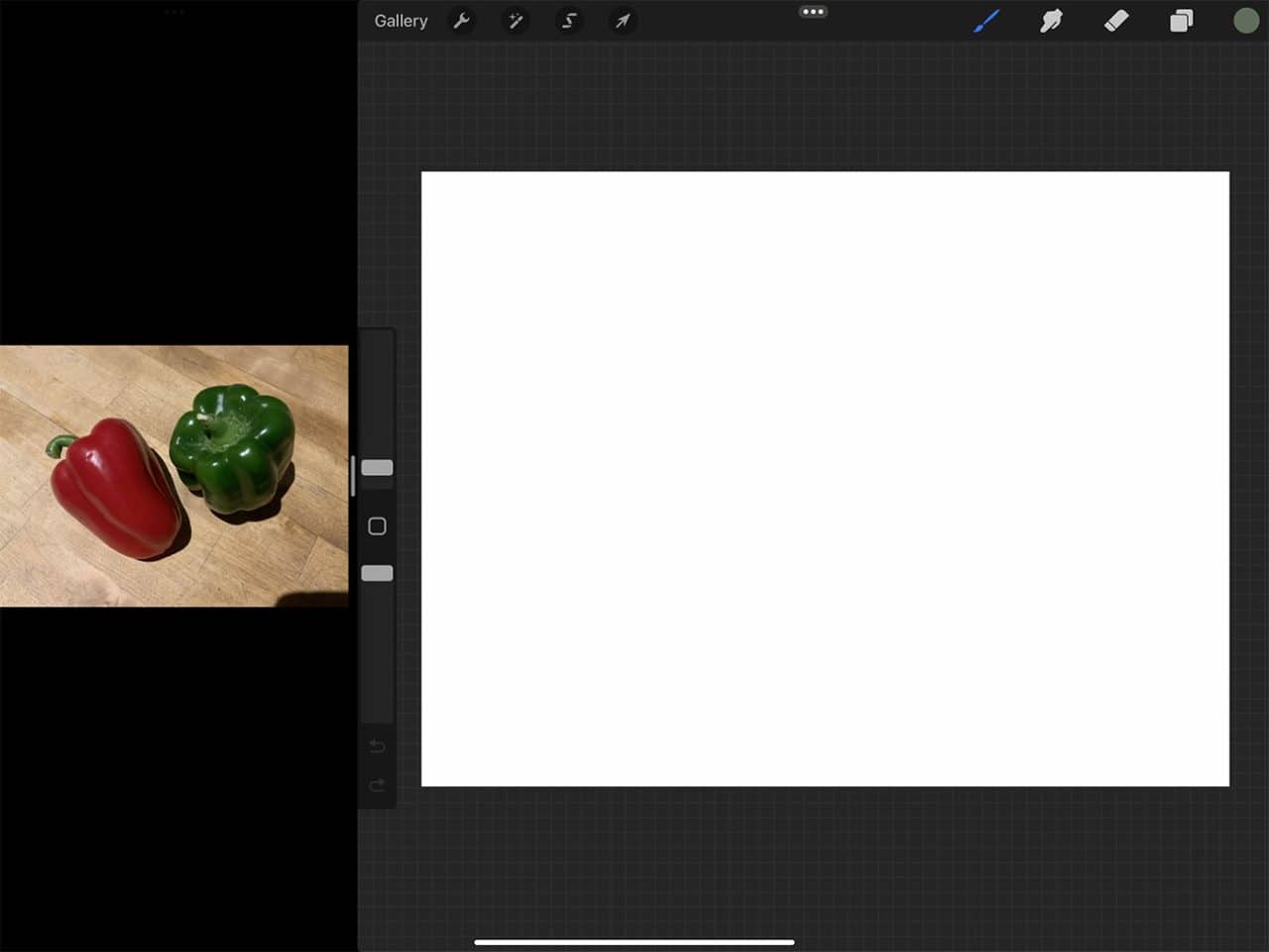 How to Draw a Capsicum: iPad Pro makes setting up a convenient split screen for working easy.