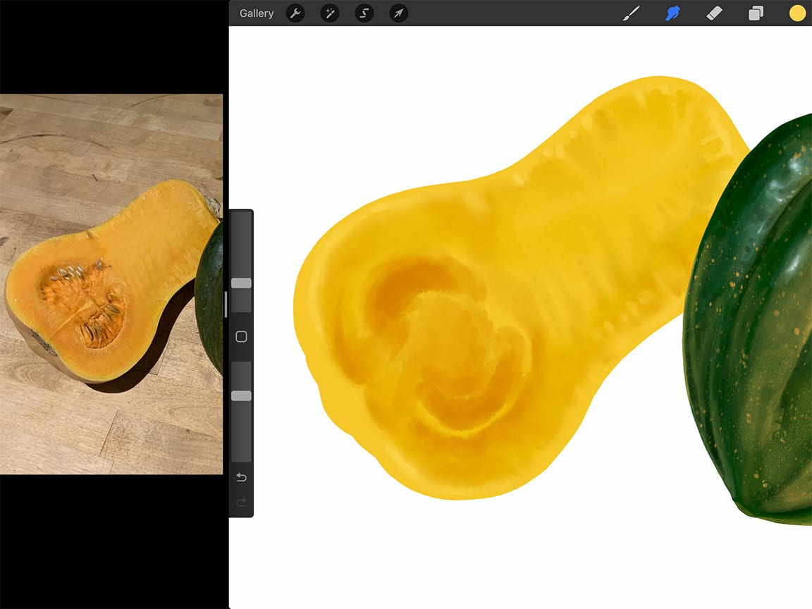 How to Draw Squash: Use the same technique to paint out and blend your second squash.