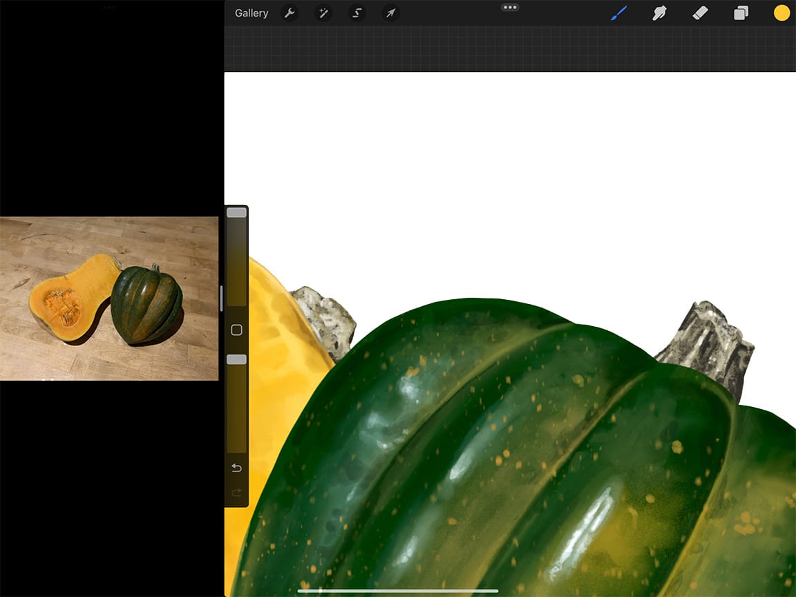 Experiment with different brushes to create the texture of your stems.