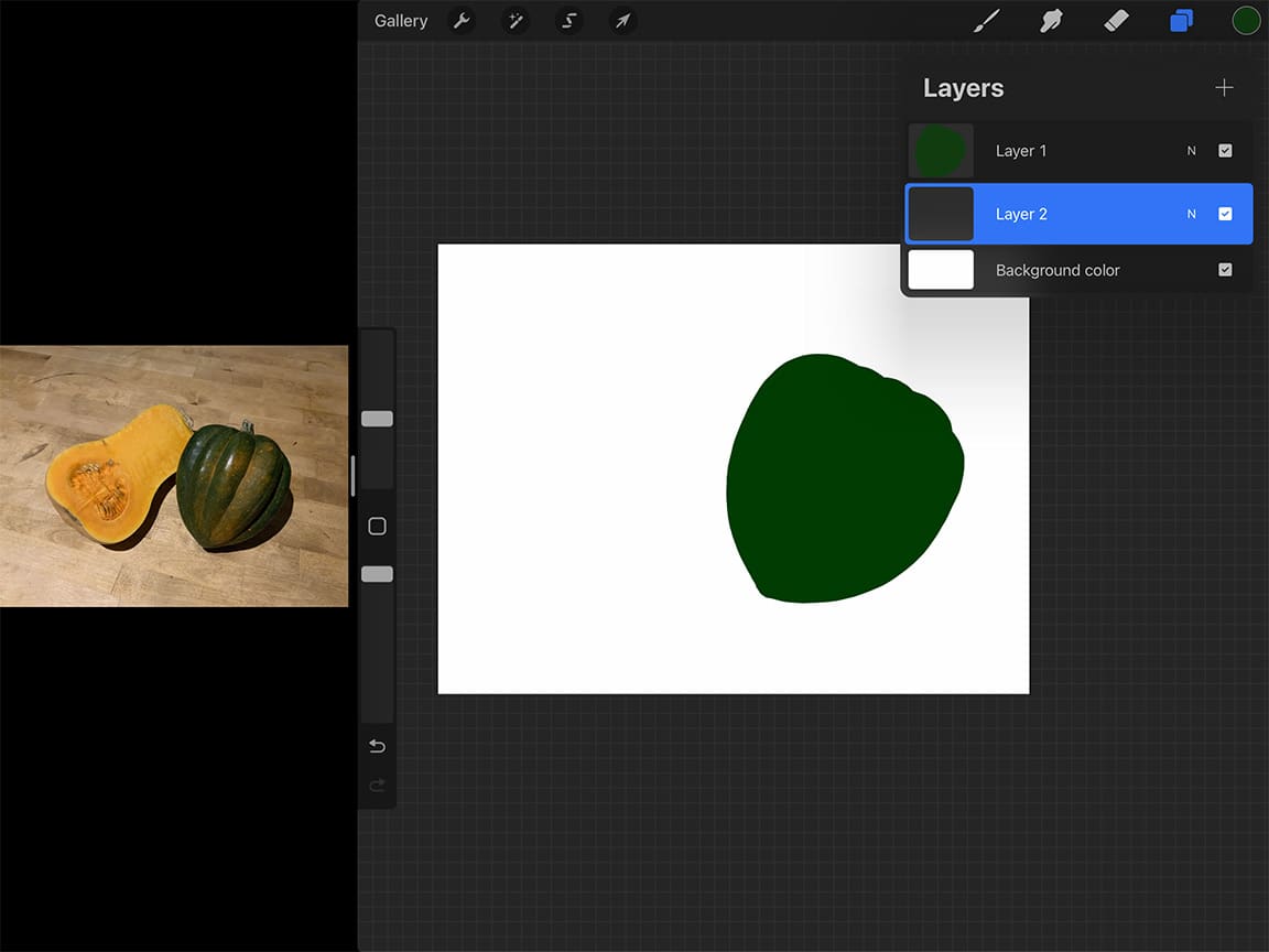 How to Draw Squash: Blocking out your colours first is helpful for digital painting.