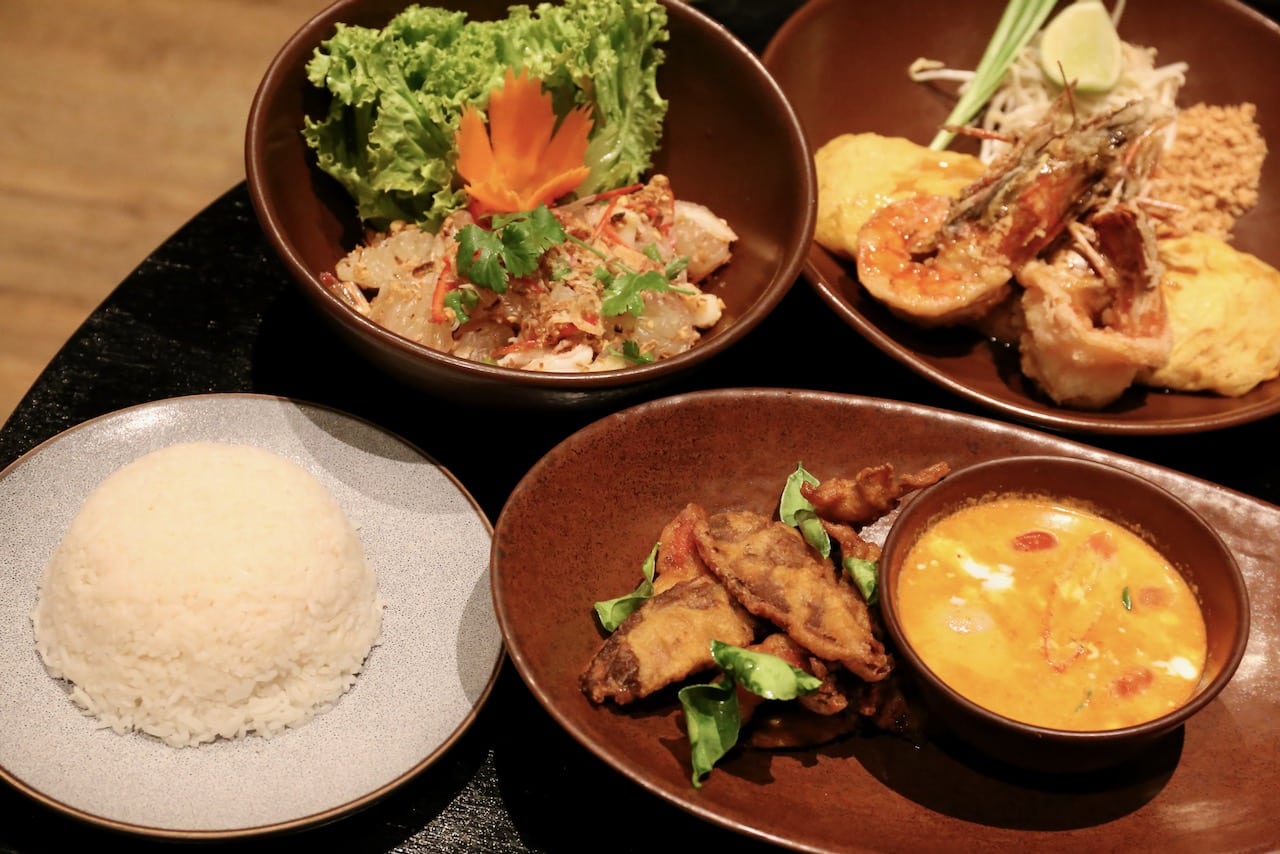 Our favourite Thai dishes at Takieng feature Roast Duck Red Curry and Pomelo Salad. 
