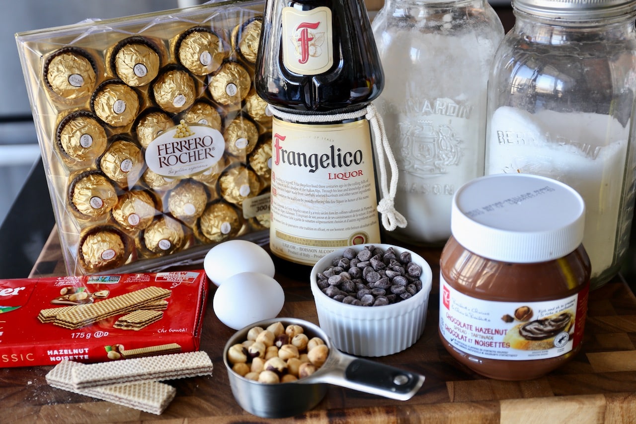 Homemade Ferrero Cake recipe ingredients.
