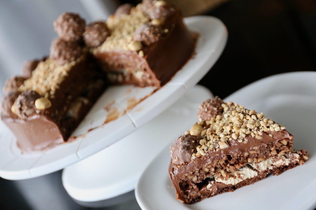 We love serving slices of Ferrero Cake at Christmas holiday parties.