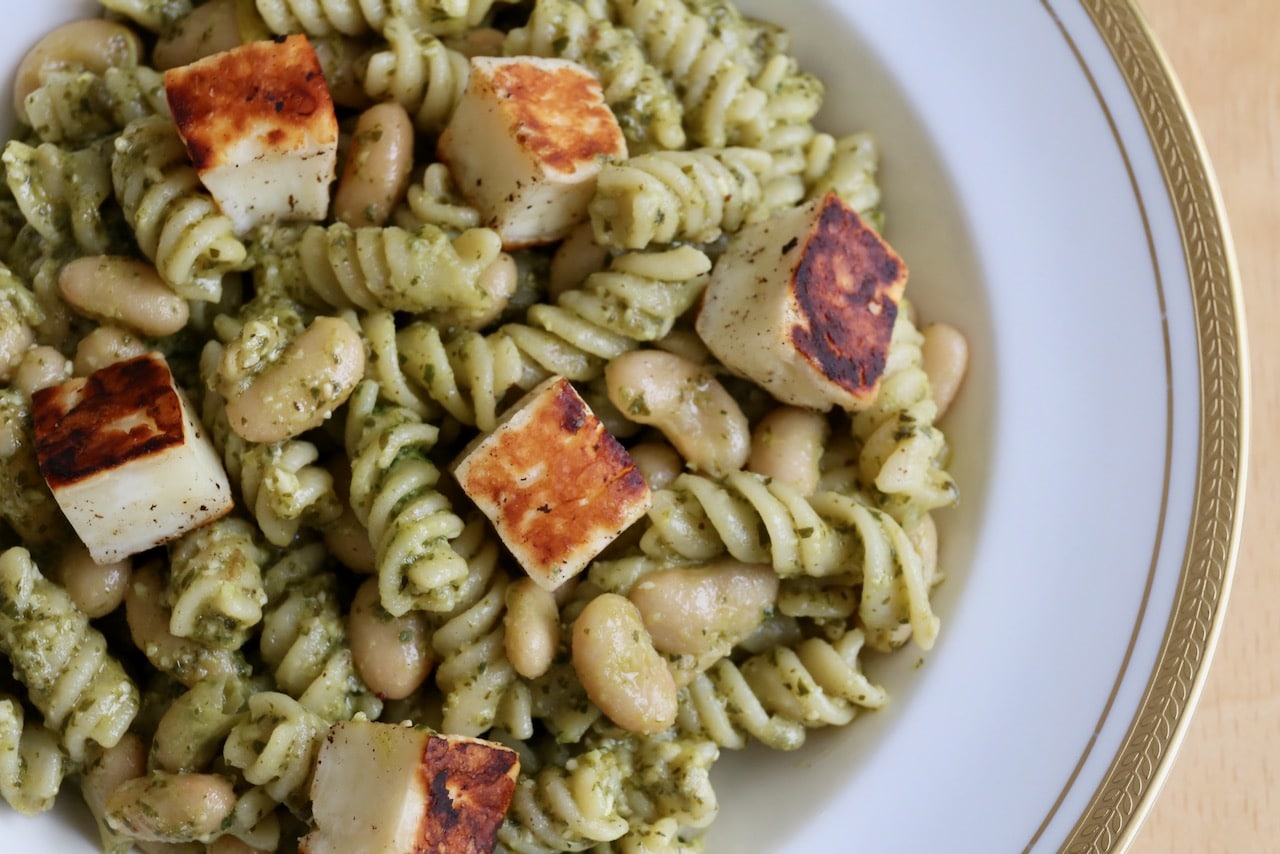 Rocket Pesto Halloumi Pasta Recipe