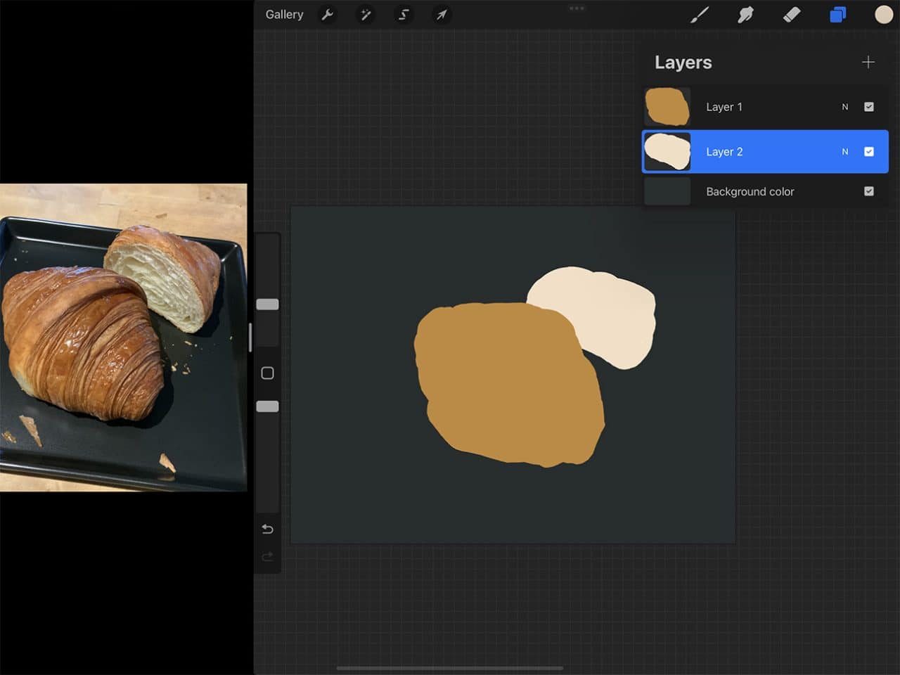 How to Draw Croissants: Separating your elements into different layers will help your drawing process.