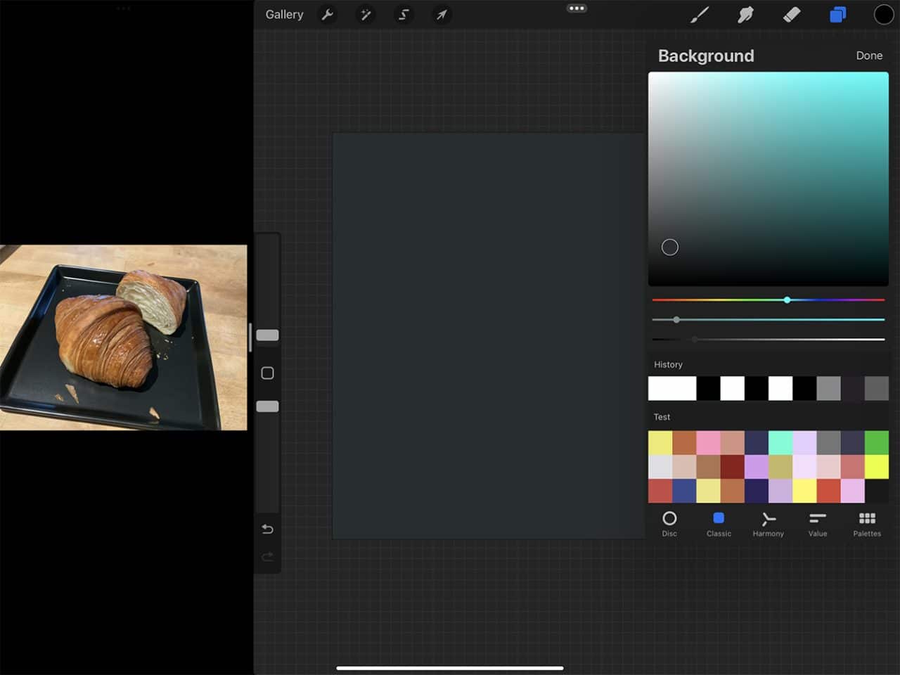 Choose a background colour using the layers menu of Procreate.