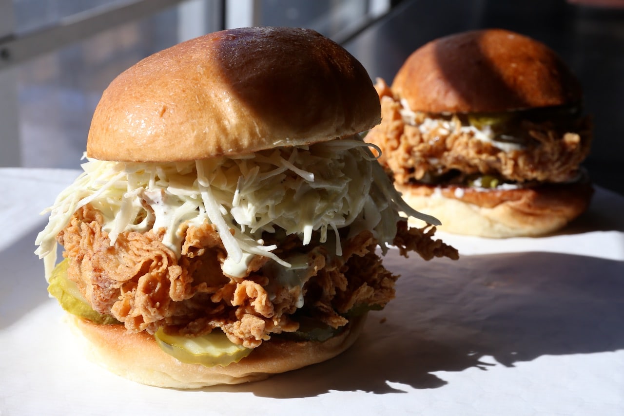 BTRMLK is a wildly popular take out joint serving eye-popping fried chicken sandwiches.