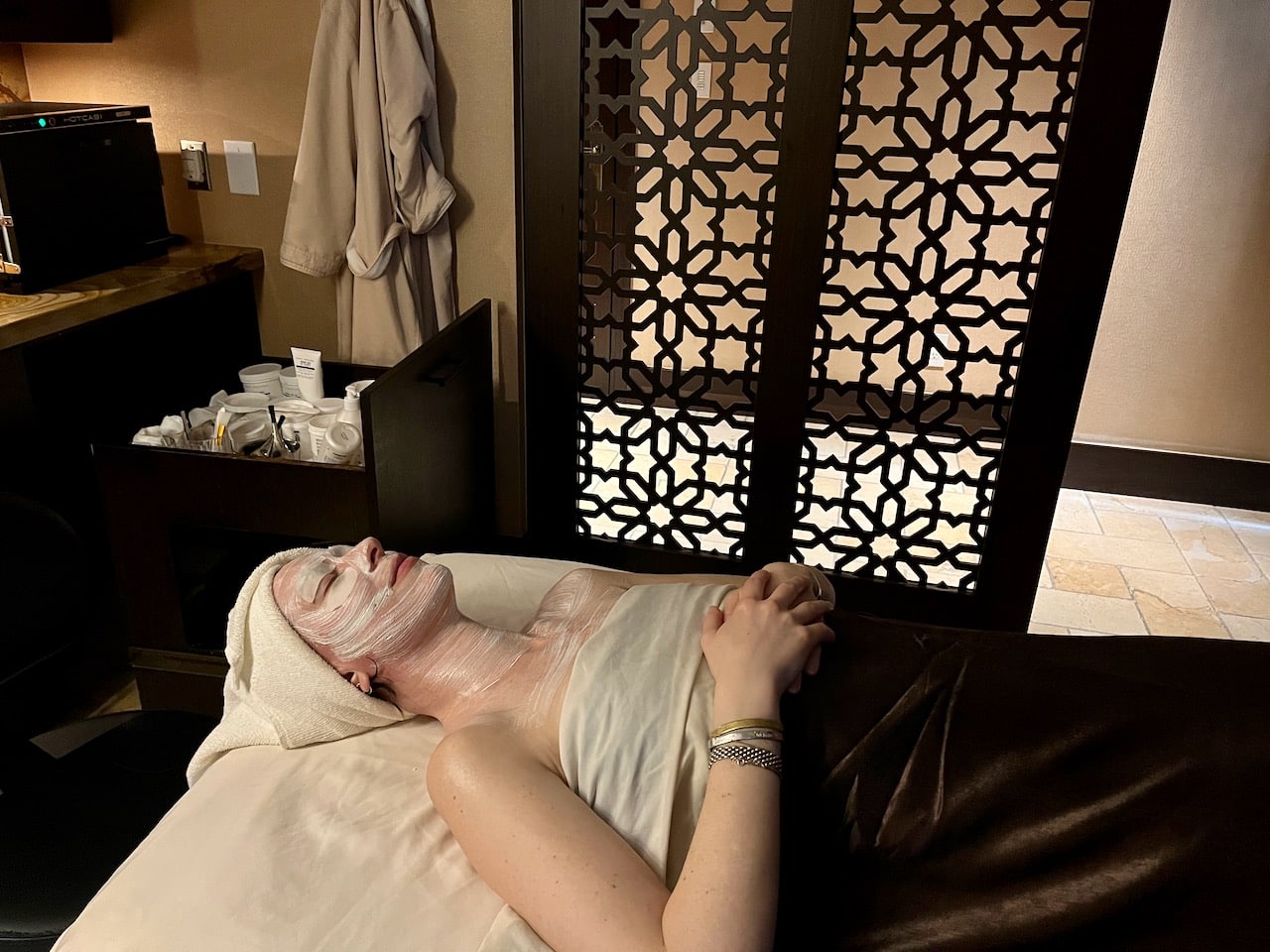 Miraj Hammam Spa's mashrabiya details and post-treatment baklava help make it a top facial destination.