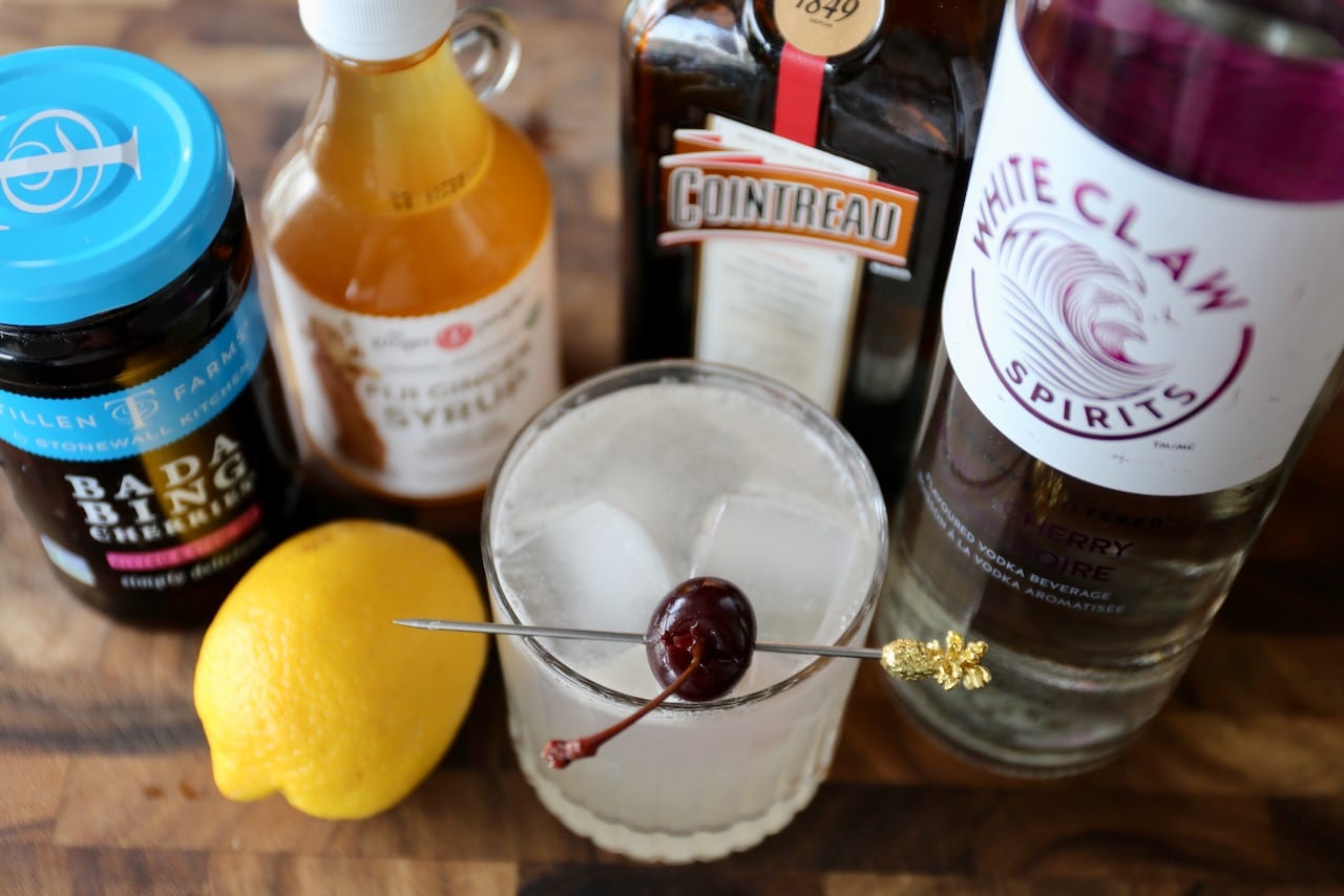 We love serving this refreshing Black Cherry White Claw Cocktail in the summer during stone fruit season. 
