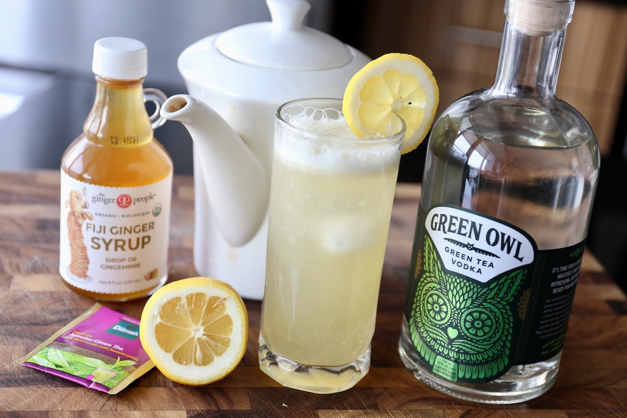 Prepare this refreshing cocktail with steeped green tea, ginger syrup, lemon and vodka.