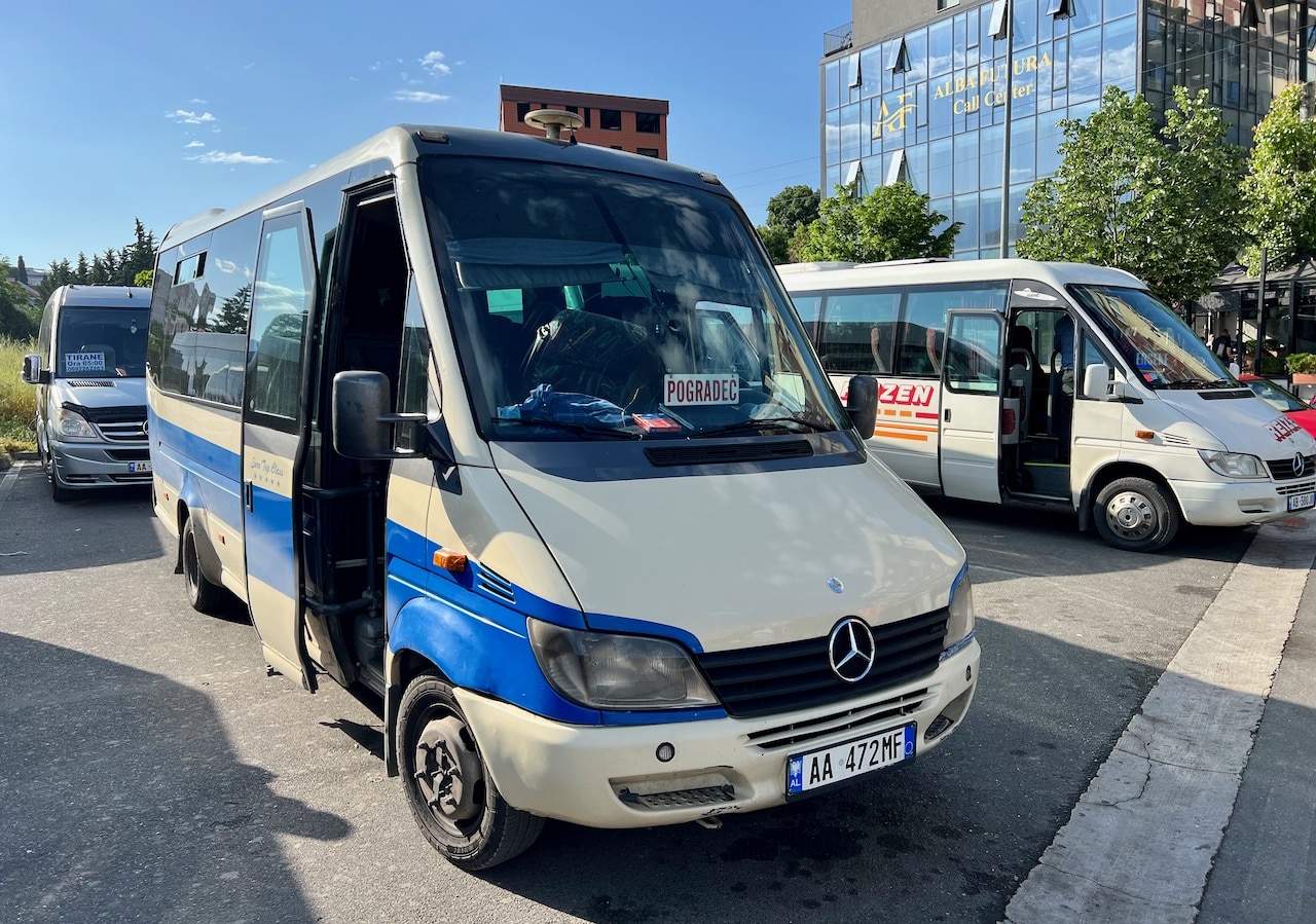 The cheapest way to organize an Albania Road Trip is by hopping on a cheap Furgon Mini Bus. 