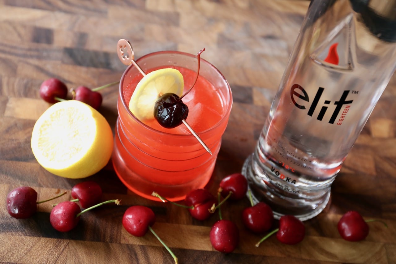 Stoli Elit Cherry Vodka Sour Cocktail Drink Recipe