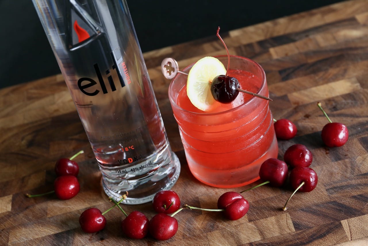 You can serve a Cherry Vodka Sour with egg white foam to create a creamy mouthfeel. 