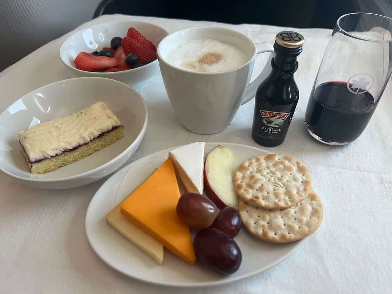 Air Canada Business Class dessert service.