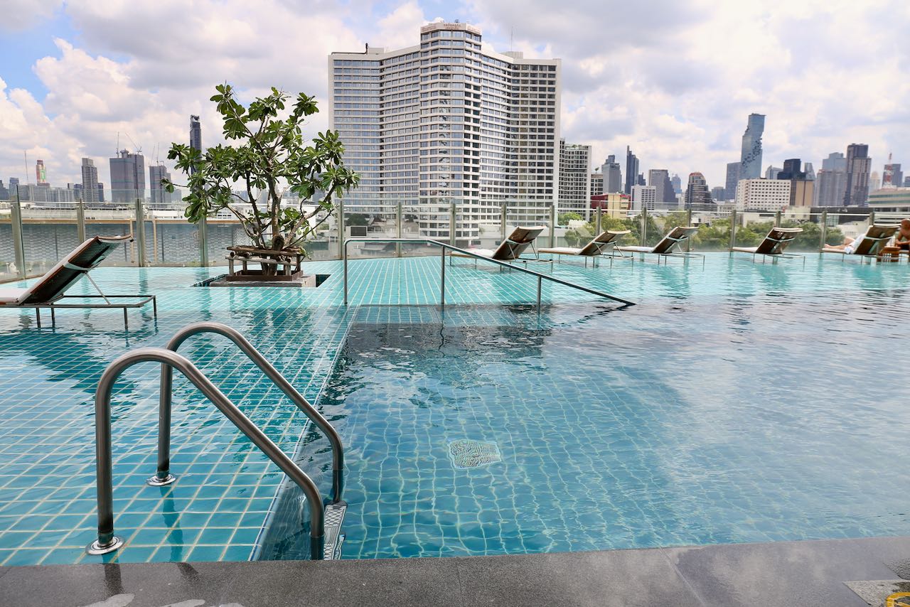 Millennium Hilton Bangkok rooftop pool.