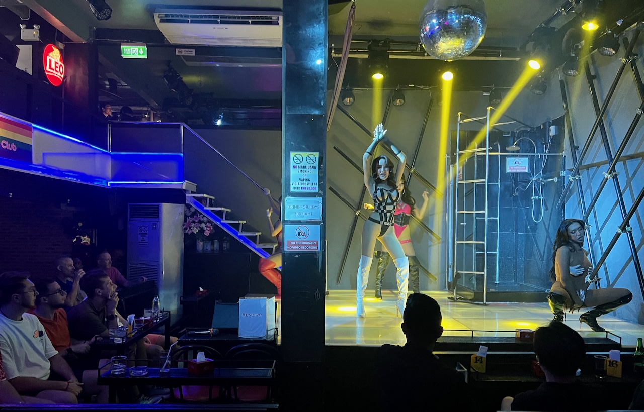 Banana Room Club offers go go dancing and upbeat drag queen performances. 