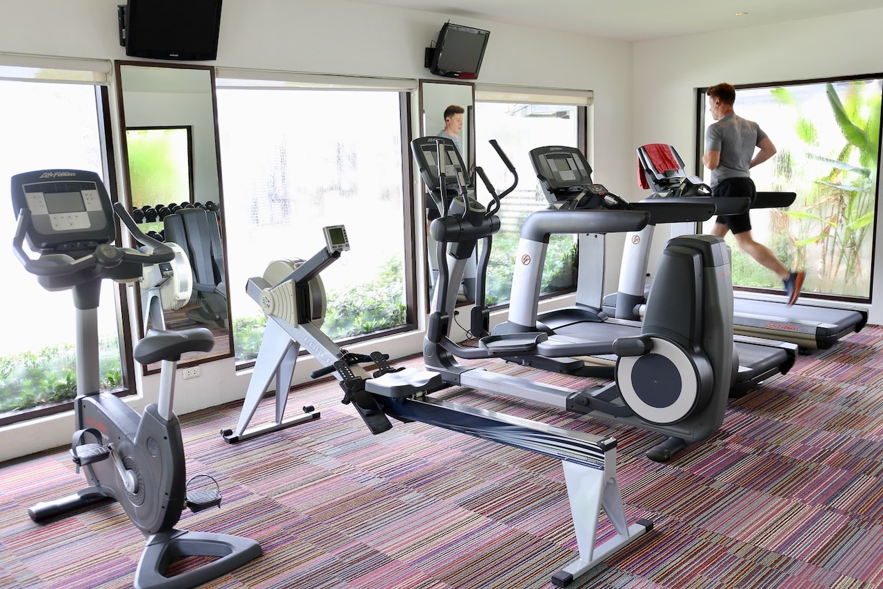 Enjoy a healthy holiday by working out at The Racha gym or take a complimentary yoga class.