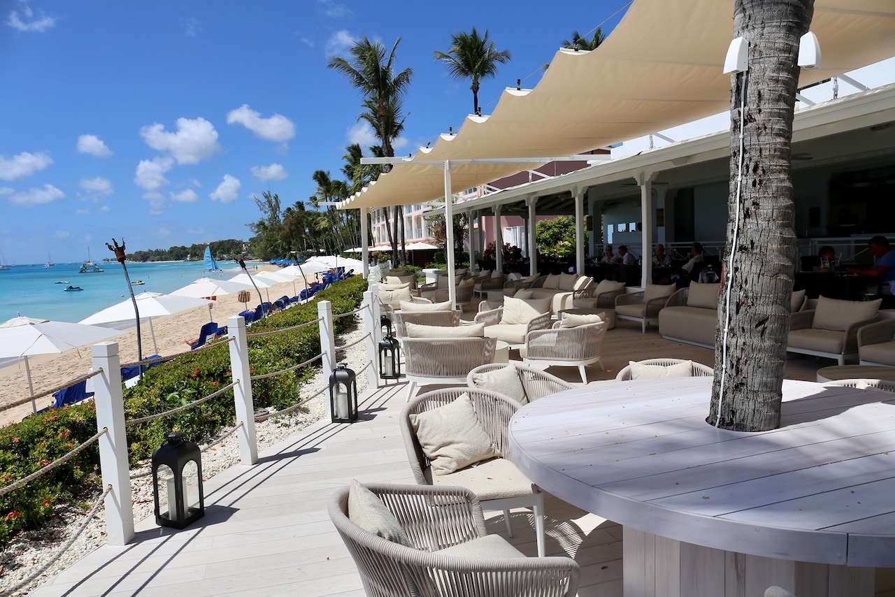 All of the restaurants at Fairmont Barbados feature breezy dining rooms overlooking the beach.